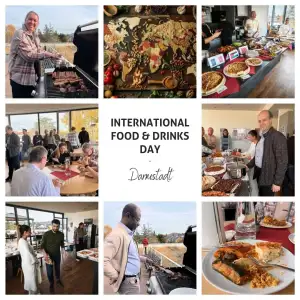 Mitarbeiter:innen von CSZ Darmstadt genießen gemeinsam internationale Speisen beim International Food & Drinks Day, grillen und probieren Gerichte aus verschiedenen Ländern - 2